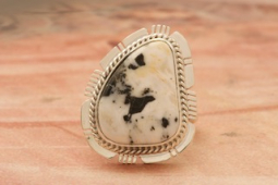 Genuine White Buffalo Turquoise Sterling Silver Native American Ring